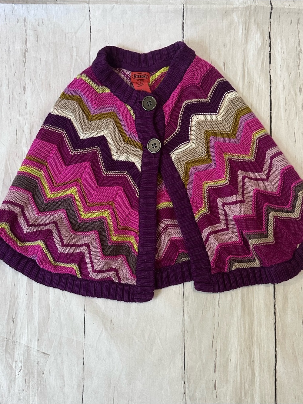 Missoni for target chevron cape Knit Poncho in Plum, Magenta & Olive medium